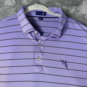 Stitch Golf Shirt Mens XL Purple Striped Polo Embroidered Logo Performance